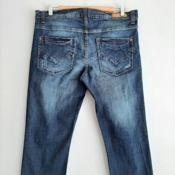 PD&C Stretch Distressed Slim Blue Jeans Men's Sz 33 - Picture 6 of 10